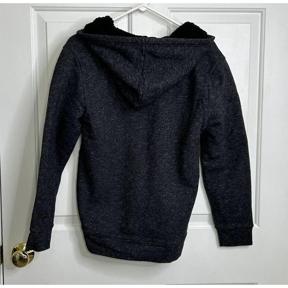 The Children's Place‎ Sherpa Lined Zip Up Hoodie Black Marl Boys XXL 16 NEW